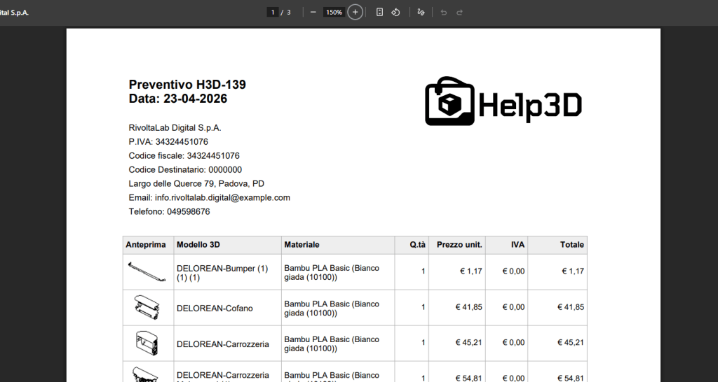 Anteprime dei modelli 3D nel PDF